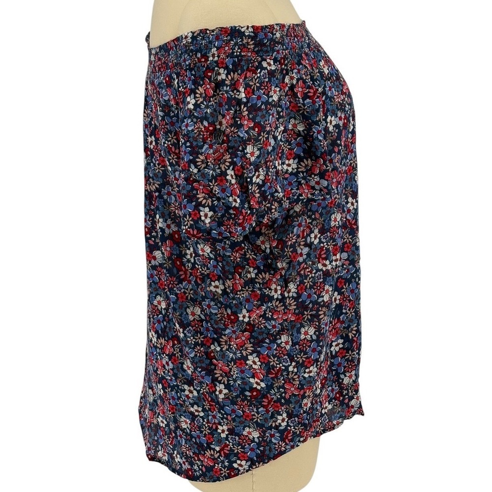Liz Claiborne Off The Shoulder Top Blue Floral 100% Rayon XXL - Picture 3 of 7